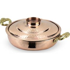 Copper Egg and Kuymak Frying-pan with Lid 21 cm - 28x21 - Copper Cooking Pans & skillets