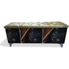 Velvet Fabric Storage Bench Arabian Girl Design