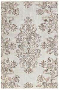 Turkish Rug - Anatolian Hand Knotted Vintage Rug - 189x119 - Beige Living Room Rugs