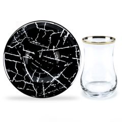 Black Gray Marble Tea Set