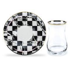 Black and White Checkers Tea Set