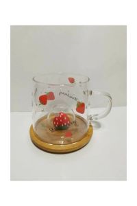 Strawberry Patterned Glass Mug