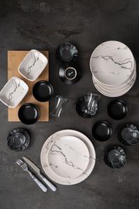 Black Ceramic Breakfast Set 25 Pieces for 6 People