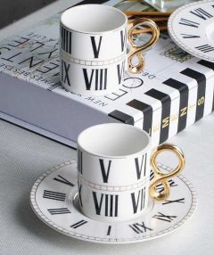 Roman Numeral Turkish Coffee Cup Black