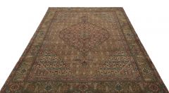 Real Iranian Vintage Tumbled Carpet - 270x186 - Brown Area Rugs