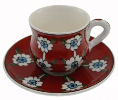 Ottoman Ulufer Model Single Cup - 8x8 - Red Coffee Cups