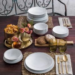 24 Piece White Porcelain Dinnerware Set, Service for 6