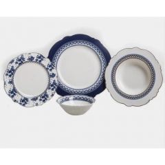 24 Piece Scallop Design Dinnerware Set, Service for 6