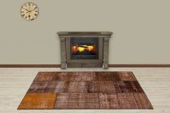 Custom Patchwork Carpet With Classic Modern - 180x120 - Brown Area Rugs, Wool Area Rugs