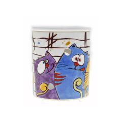 Porcelain Singing Cats Censer, Oil Burner - 9x9 - Colorful Candle Centerpieces, Porcelain Candle Centerpieces | Loftry