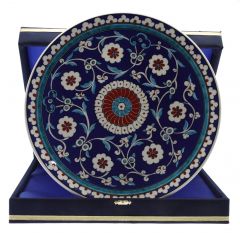 Blue Floor Haliç Decorated Corporate Velvet Gift Plate - 30x30 - Colorful Plates