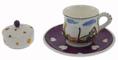 Fun Purple Evenings Model Cup and Turkish Delight Holder - 8x8 - Colorful Coffee Cups