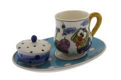 Cat And Dog Lover Girl Decorated Coffee Cup  - 14x10 - Blue Coffee Cups