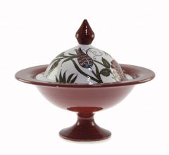 Porcelain Authentic Red Ground Tulip Sugar Bowl - 30x30 - Colorful Bowls