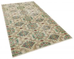 Vintage Tumbled Hand-Knotted Rug - 141 x 240 cm - Colorful Rugs & Carpets, Wool Rectangular Rugs 