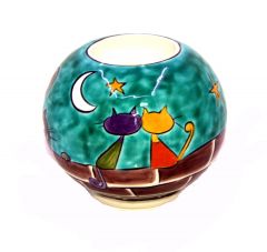 Moon Star View Enjoyment Porcelain Round Candle Holder - 10x10 - Colorful CANDLE HOLDER