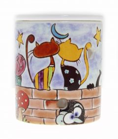 Porcelain Cat Romance Censer, Oil Burner - 9x9 - Colorful Candle Centerpieces, Porcelain Candle Centerpieces | Loftry