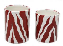 Red Line Decorated 2 Pcs Decorative Combination Vase - 10x10 - Red Vases & Jars