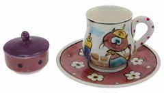 Fun Colpan Model Cup and Turkish Delight Holder - 8x8 - Colorful Coffee Cups