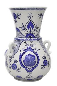 Decorative Blue and White Decorated Oil Lamp Vase - 43x43 - Blue Vases & Jars