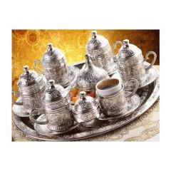 20 Piece Silver Turkish Coffee Cup Set