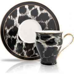 12 Piece Turkish Coffee Cup Set Leopard Design