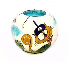 Sky Landscape Cheese Catcher Porcelain Circle Candle Holder - 10x10 - Colorful CANDLE HOLDER