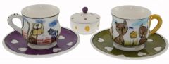 Fun Model Happy Cups Set of 2 Cups - 8x8 - Colorful Coffee Cups