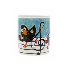 Porcelain Singing Crow Censer, Oil Burner - 9x9 - Colorful Candle Centerpieces, Porcelain Candle Centerpieces | Loftry