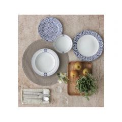 24 Piece Blue Porcelain Dinnerware Set, Service for 6