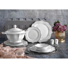 60 Piece Scalloped Dinnerware Set, Service for 12