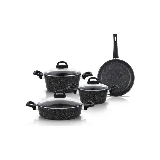 Nonstick Pots and Pans Set, Beige Granite Induction Kitchen Cookware Sets,  14 Piece Non Stick Cooking Set