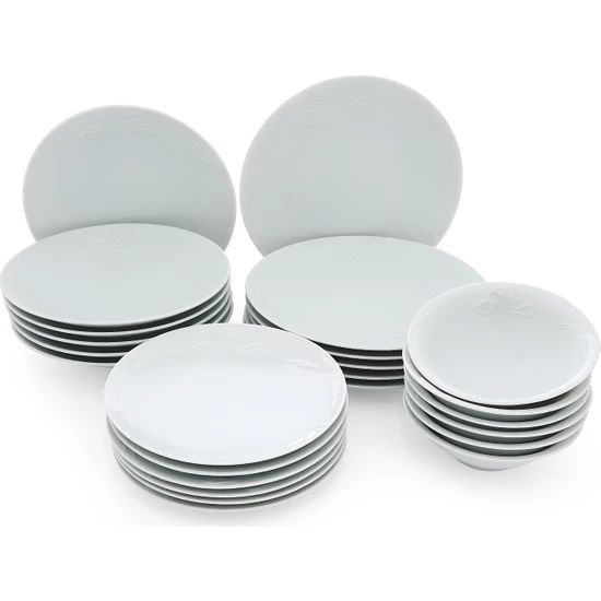 24 Piece White Porcelain Dinnerware Set, Service for 6